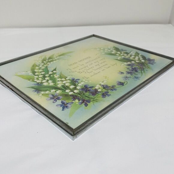 Pru-Les Art Print Dear Mother Motto Poem Lily of the Valley Flowers Metal Frame - Picture 6 of 7